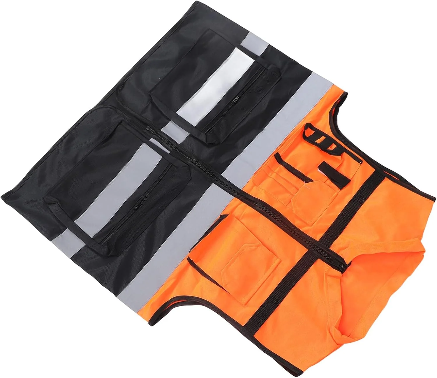 جلیقه دید بالا، جلیقه ایمنی دید بالا با نوارهای بازتابنده طراحی یونیسکس، جلیقه ساختمانی برای شب، انبار، مدیریت پارکینگ (XL)