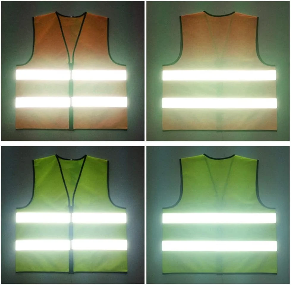 جلیقه ایمنی بازتابنده 120046L-2، جلیقه ایمنی با دید بالا، رنگ نئون روشن، جلیقه تنفسی با نوارهای بازتابنده 2 اینچی برای کارگران ساختمانی، بهداشتی، اورژانس کنار جاده ای، سایز M، فلورسنت