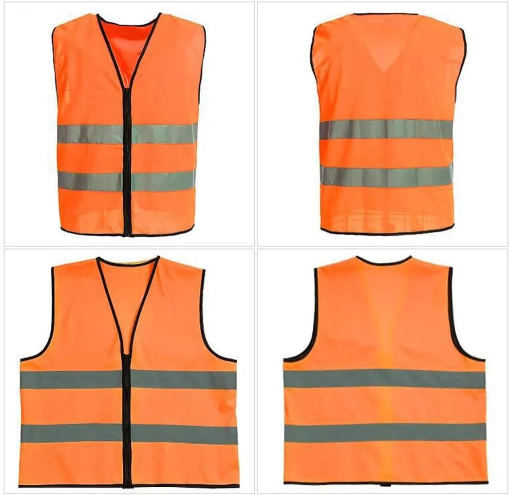 جلیقه ایمنی بازتابنده 120046L-2، جلیقه ایمنی با دید بالا، رنگ نئون روشن، جلیقه تنفسی با نوارهای بازتابنده 2 اینچی برای کارگران ساختمانی، بهداشتی، اورژانس کنار جاده ای، سایز M، فلورسنت