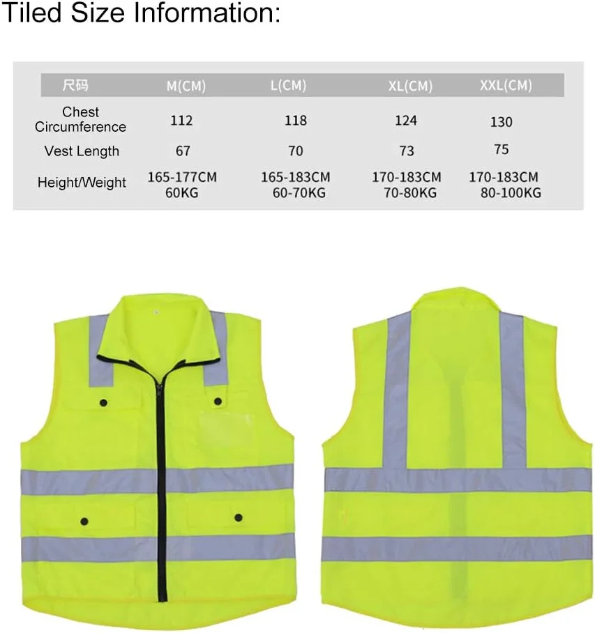 جلیقه بازتابنده SUNNEEN، جلیقه ایمنی بازتابنده با دید بالا، جلیقه بازتابنده چند جیب، لباس کار، لباس کار امنیتی، لباس کار روز و شب، جلیقه ایمنی هشدار دهنده موتورسواری و دوچرخه سواری