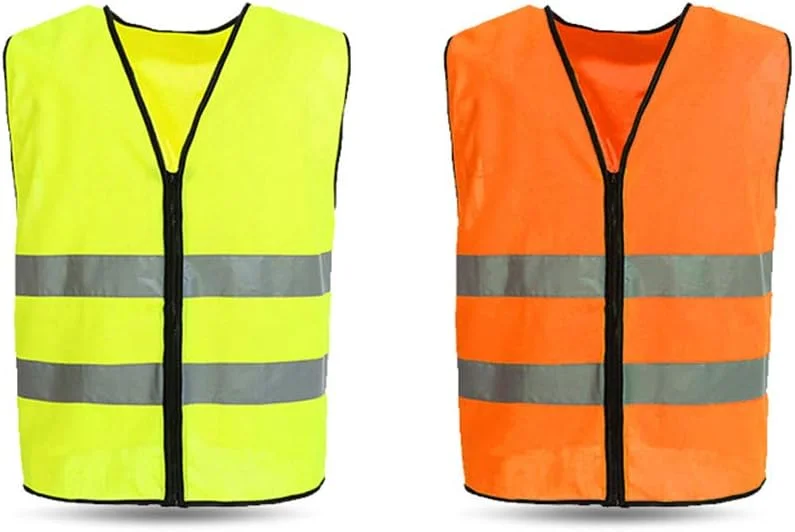 جلیقه ایمنی بازتابنده 120046L-2، جلیقه ایمنی با دید بالا، رنگ نئون روشن، جلیقه تنفسی با نوارهای بازتابنده 2 اینچی برای کارگران ساختمانی، بهداشتی، اورژانس کنار جاده ای، سایز M، فلورسنت