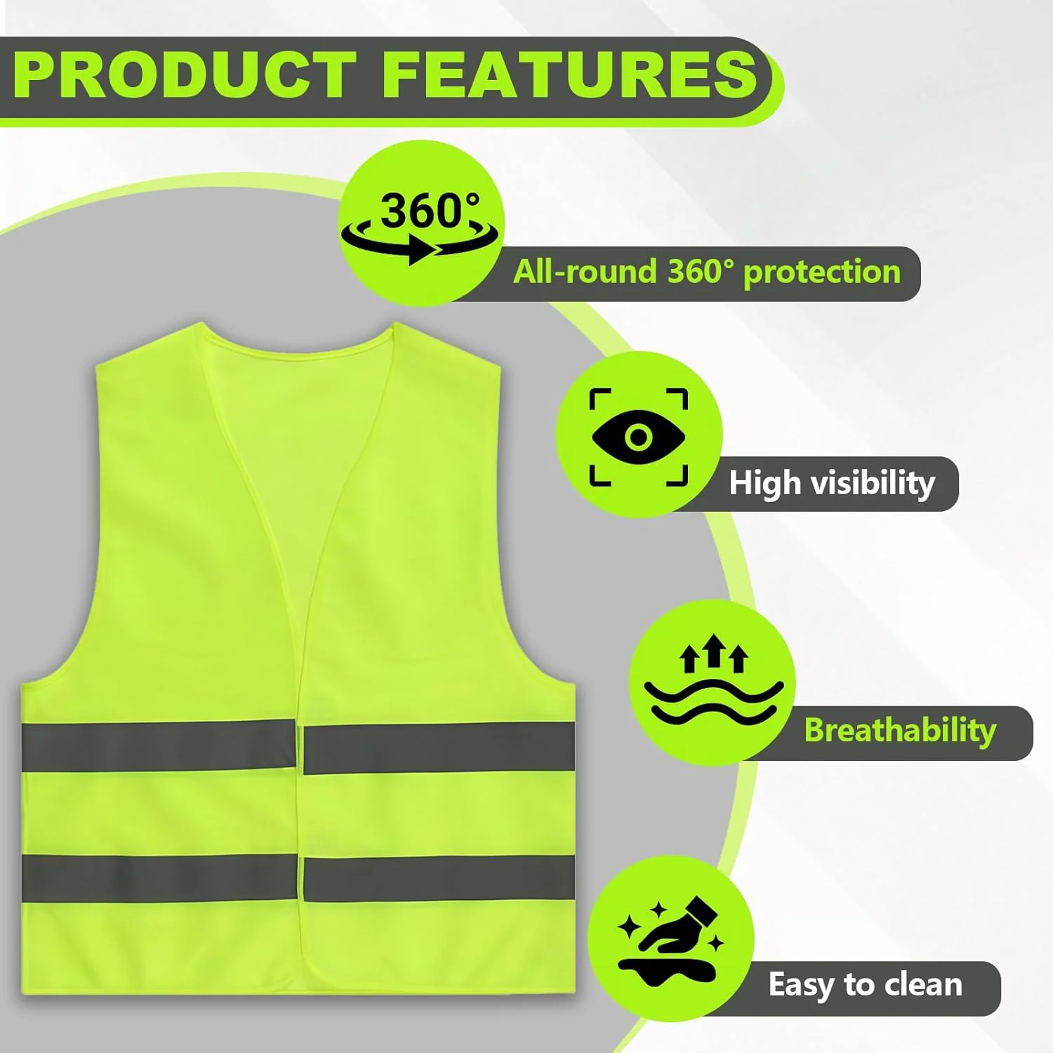 ست 4 عددی جلیقه های دید بالا، جلیقه های ایمنی بازتابنده با دید بالا، جلیقه کار سبک وزن زرد رنگ برای مردان و زنان، جلیقه های دید بالا برای دویدن، کار ترافیکی، امنیت، ساخت و ساز