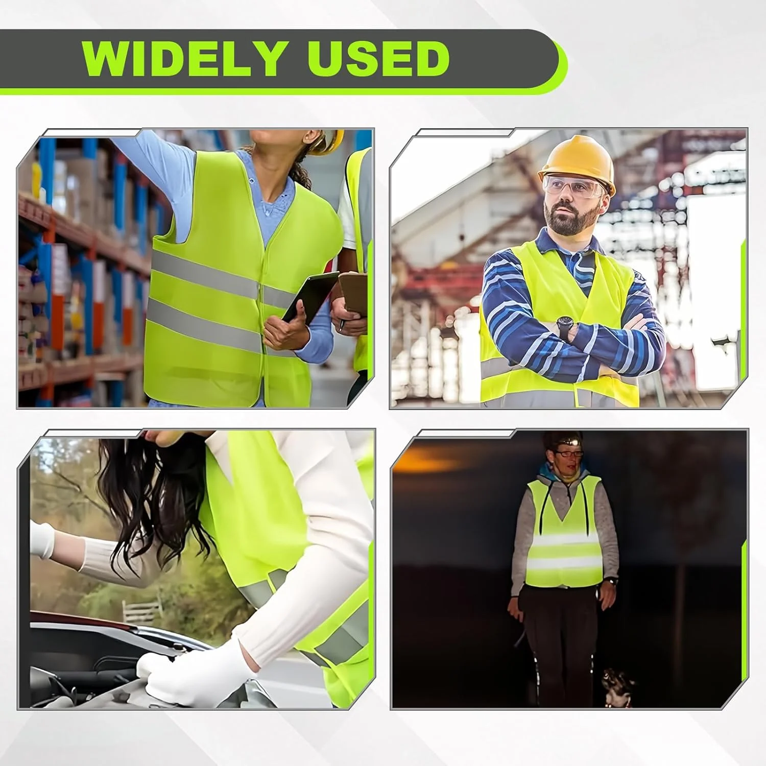 ست 4 عددی جلیقه های دید بالا، جلیقه های ایمنی بازتابنده با دید بالا، جلیقه کار سبک وزن زرد رنگ برای مردان و زنان، جلیقه های دید بالا برای دویدن، کار ترافیکی، امنیت، ساخت و ساز