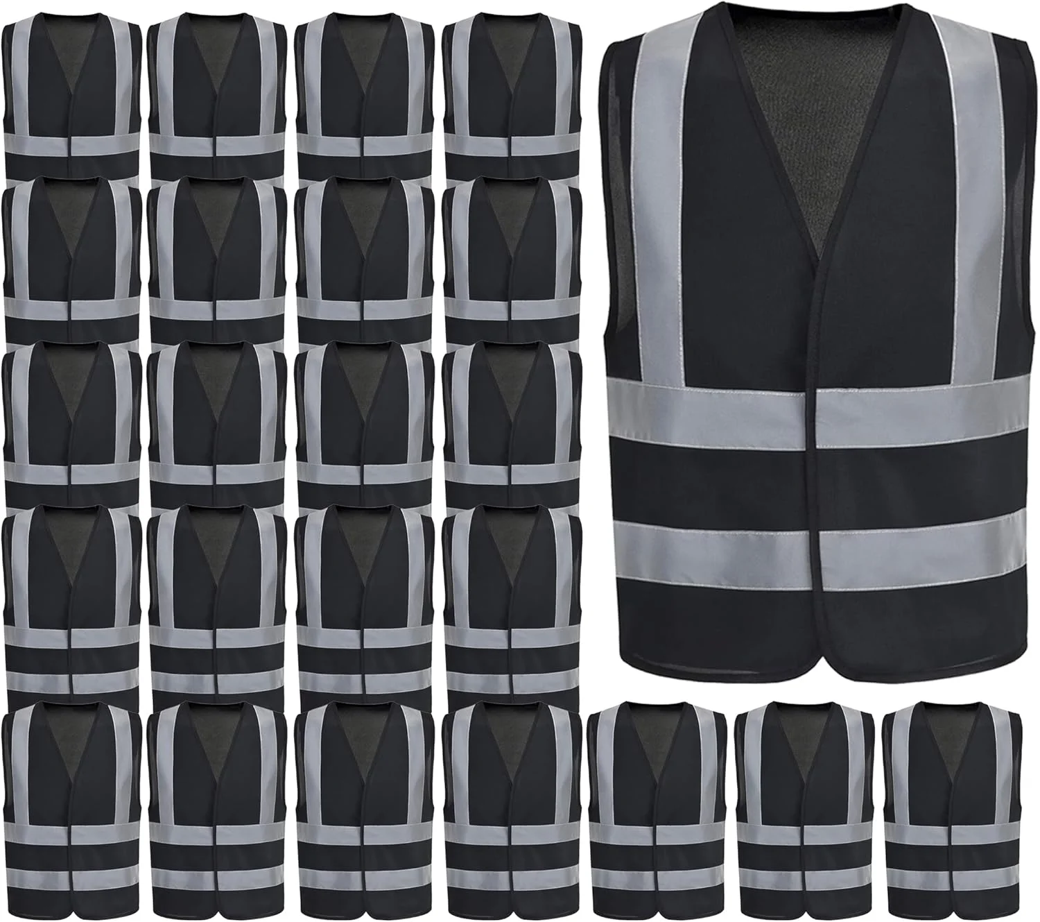 جلیقه ایمنی اکو کر، جلیقه بازتابنده با دید بالا، ژاکت ایمنی هشدار روز و شب، مردانه زنانه - مشکی (بسته 24 عددی) جلیقه ایمنی اکو کر، جلیقه بازتابنده با دید بالا، ژاکت ایمنی هشدار روز و شب، مردانه زنانه - مشکی (بسته 24 عددی)