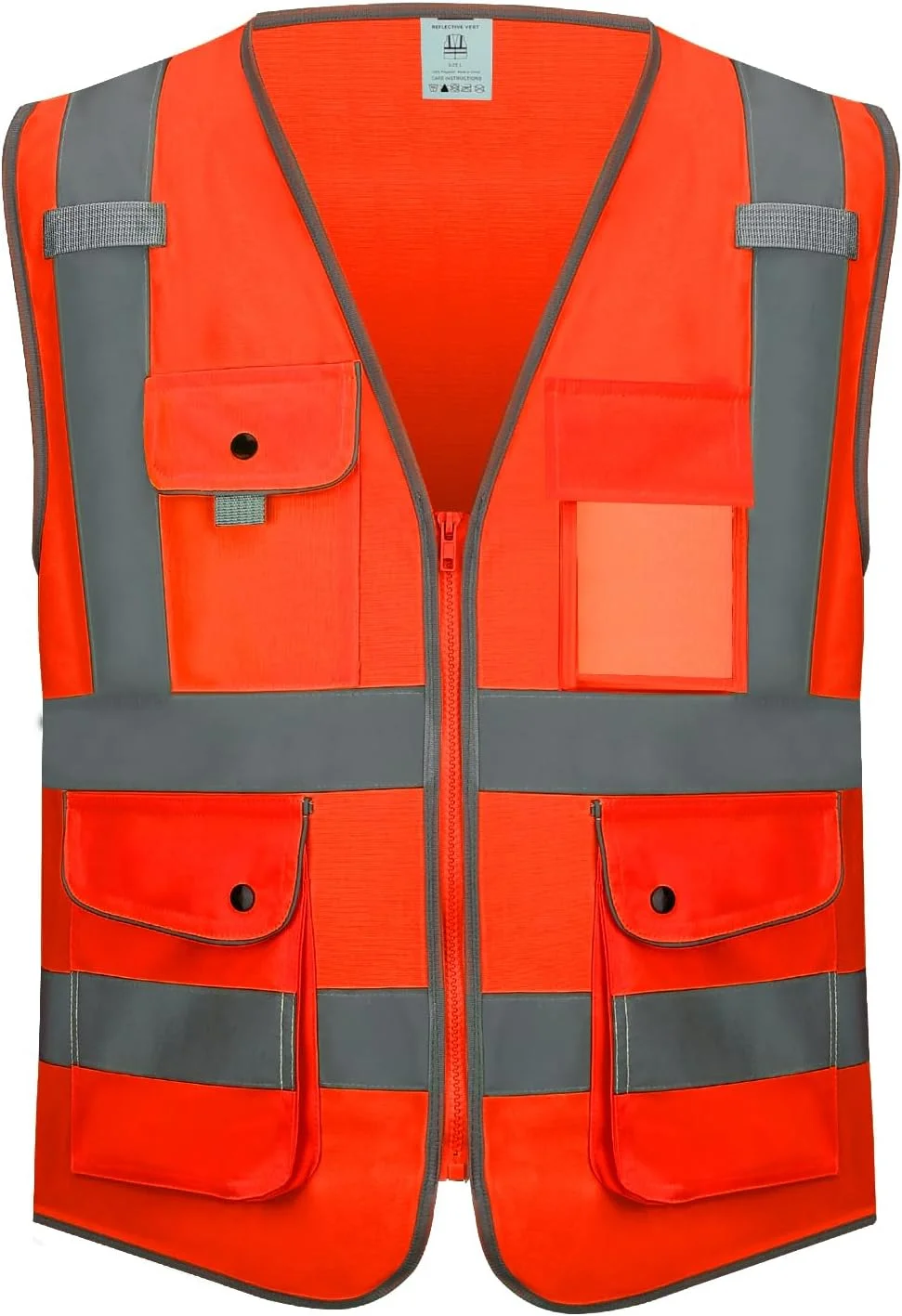 جلیقه ایمنی کانمور - نارنجی دید بالا، EN ISO 20471، دارای 7 جیب دکمه دار، بازتابنده و قابل شستشو برای ساخت و ساز و ایمنی شخصی جلیقه ایمنی کانمور - نارنجی دید بالا، EN ISO 20471، دارای 7 جیب دکمه دار، بازتابنده و قابل شستشو برای ساخت و ساز و ایمنی شخصی