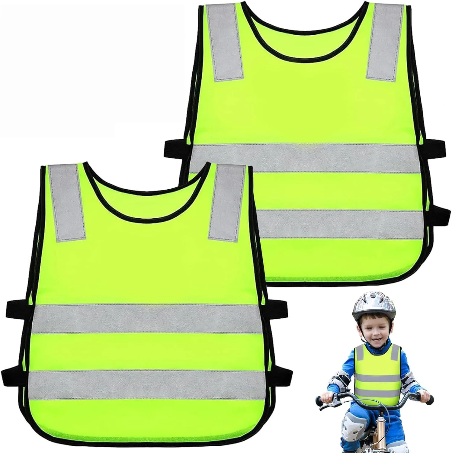 دو عدد جلیقه بازتابنده کودکانه، جلیقه ایمنی کودک برای دوچرخه سواری و اسکی دو عدد جلیقه بازتابنده کودکانه، جلیقه ایمنی کودک برای دوچرخه سواری و اسکی