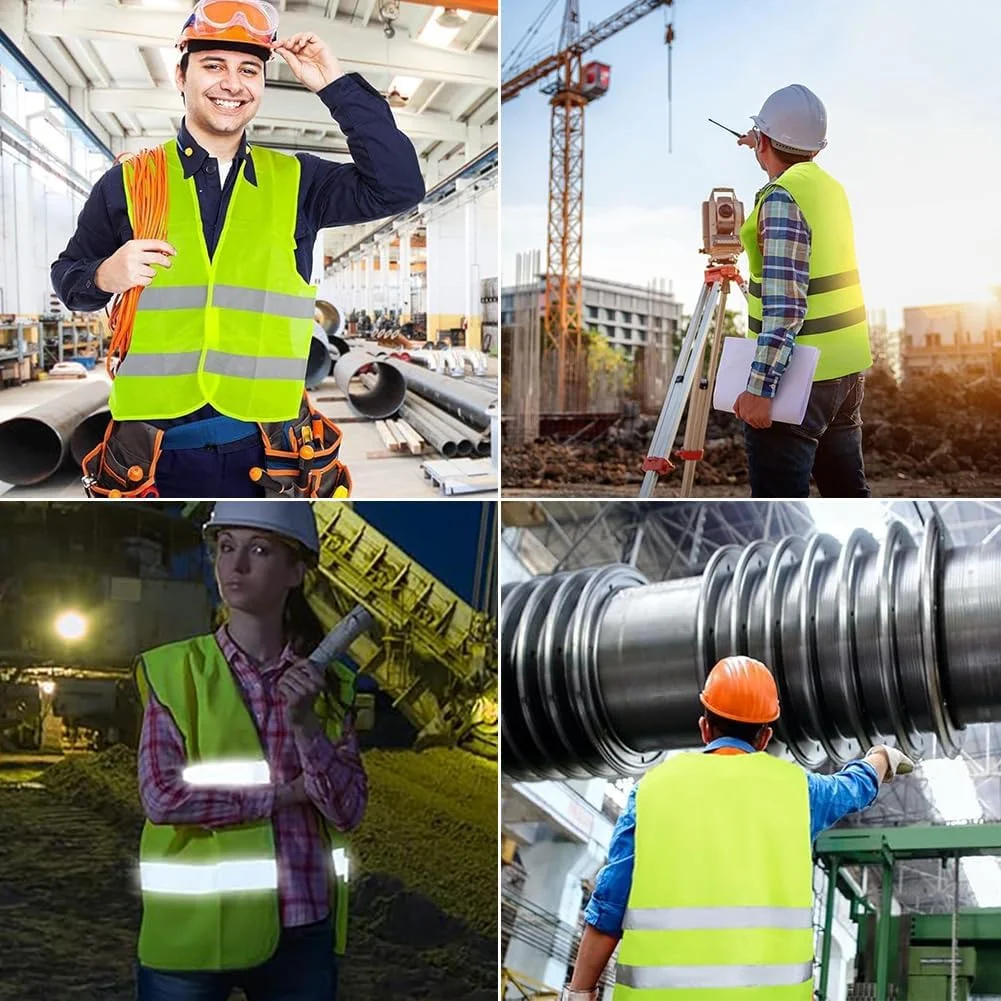 جلیقه ایمنی خودرو NIEEKRUN، 6 جلیقه ایمنی، جلیقه ایمنی، جلیقه خرابی خودرو، جلیقه ایمنی قابل شستشو، زرد، جلیقه های ایمنی بازتابنده 360 درجه برای رانندگان، کارگران و رانندگان خودرو