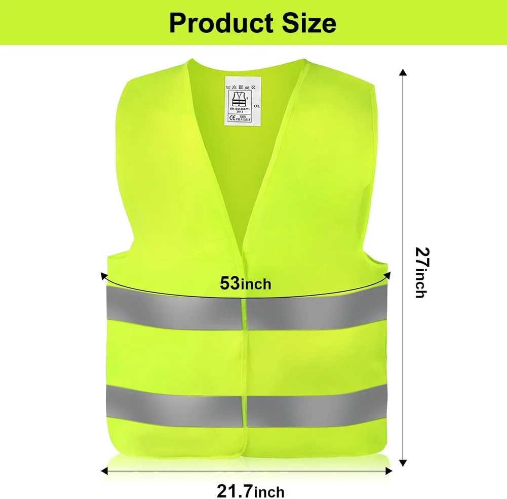 جلیقه ایمنی خودرو NIEEKRUN، 6 جلیقه ایمنی، جلیقه ایمنی، جلیقه خرابی خودرو، جلیقه ایمنی قابل شستشو، زرد، جلیقه های ایمنی بازتابنده 360 درجه برای رانندگان، کارگران و رانندگان خودرو