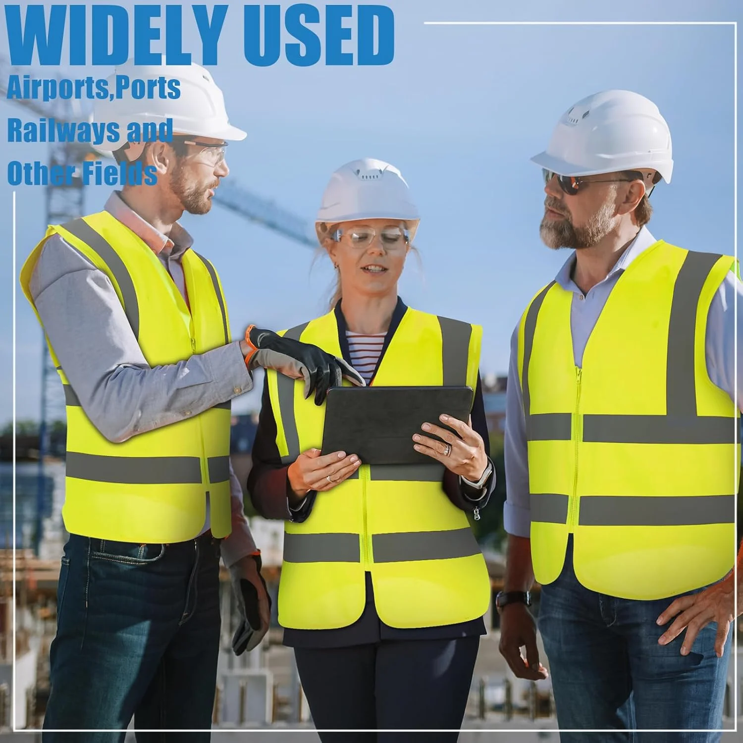 جلیقه ایمنی بازتابنده Relaxweex، 20 عدد، زرد، دید بالا، مناسب کار ساختمانی برای مردان و زنان (بزرگ)