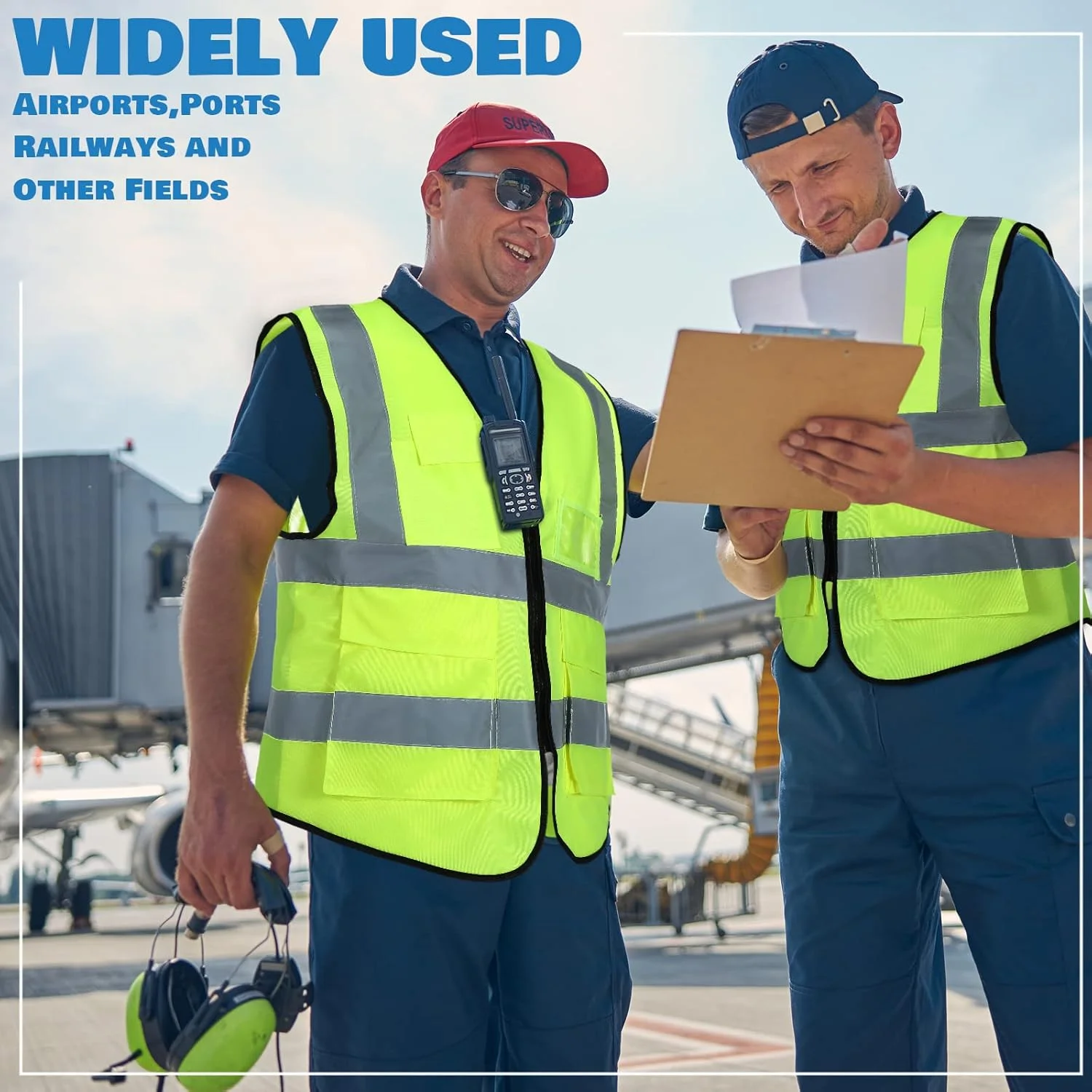 جلیقه ایمنی بازتابنده JaGely، بسته 15 عددی، دارای جیب و زیپ، جلیقه کار ساختمانی با دید بالا برای ابزار مردانه و زنانه