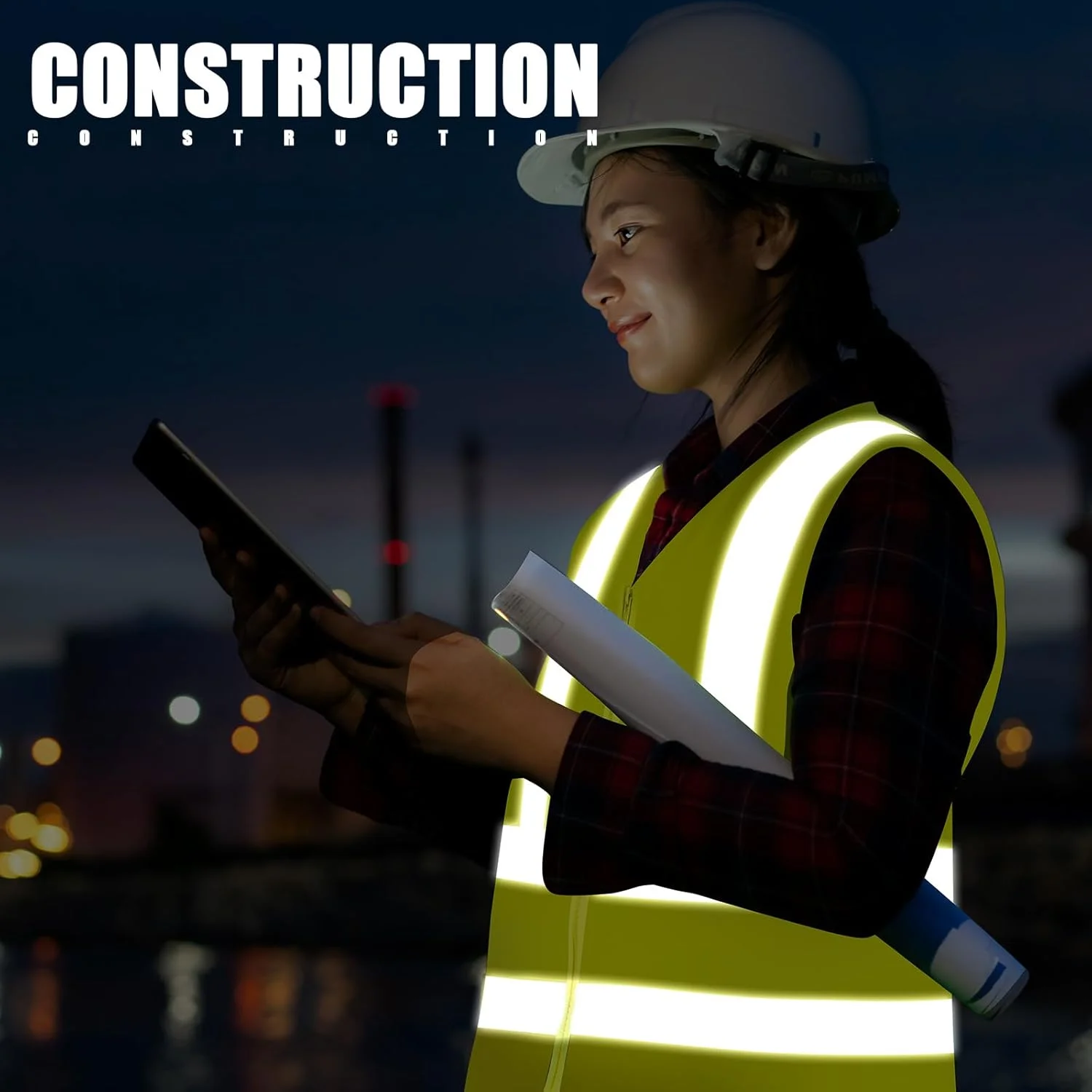 جلیقه ایمنی بازتابنده Relaxweex، 20 عدد، زرد، دید بالا، مناسب کار ساختمانی برای مردان و زنان (بزرگ)