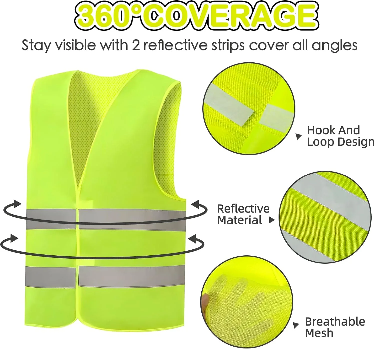 ست 36 عددی جلیقه ایمنی دید بالا Ayearparty، جلیقه امنیتی توری بازتابنده با نوار نقره ای برای مردان و زنان