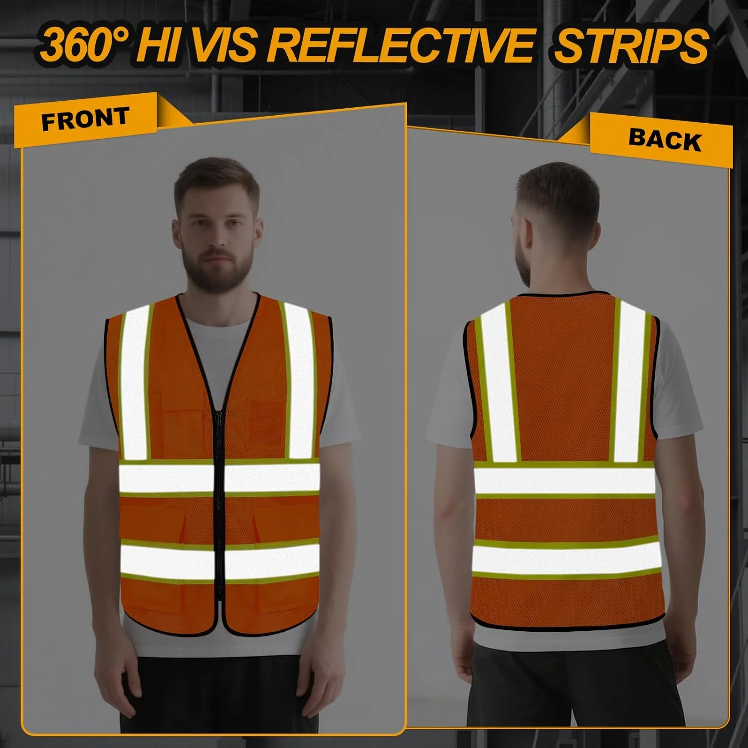 جلیقه توری دید بالا Graunton برای مردان و زنان، جلیقه دید بالا با 4 جیب (GR-720)