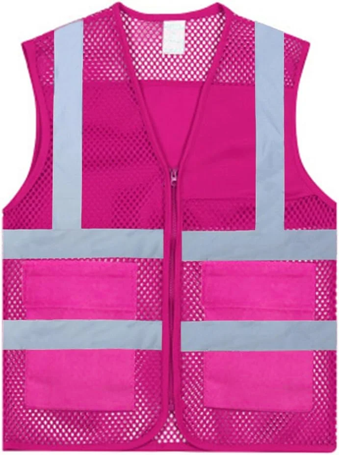 جلیقه داوطلبانه توری TOPTIE سایز آمریکا، جلیقه ایمنی زیپ دار با نوار بازتابنده و جیب