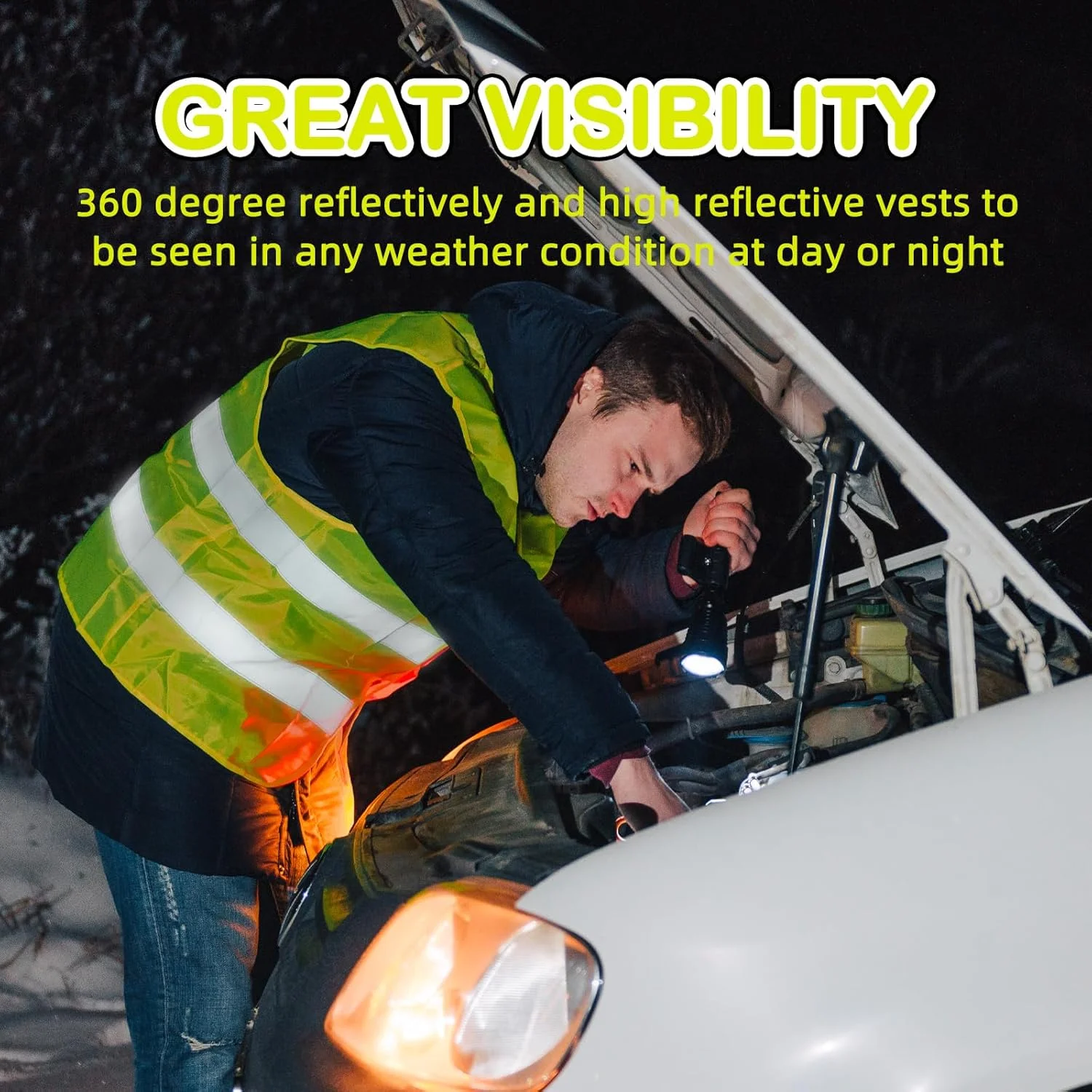 ست 36 عددی جلیقه ایمنی دید بالا Ayearparty، جلیقه امنیتی توری بازتابنده با نوار نقره ای برای مردان و زنان