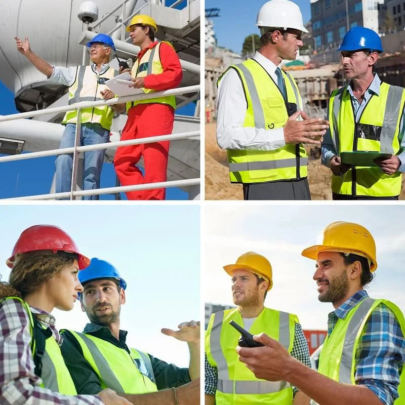 جلیقه ایمنی دید بالا با قابلیت چاپ لوگو سفارشی، جلیقه ایمنی بازتابنده با 5 جیب و نوارهای بازتابنده مناسب کار در فضای باز