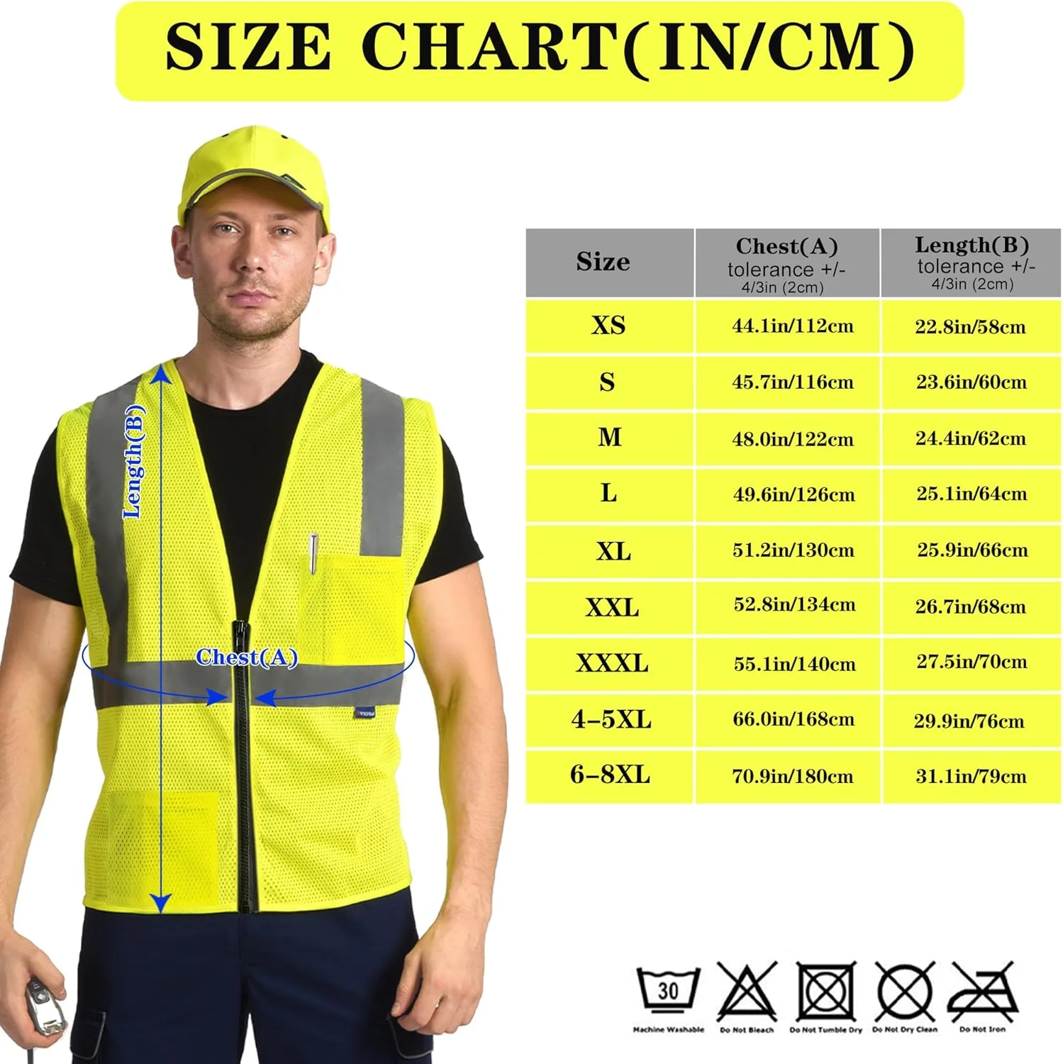 جلیقه ایمنی بازتابنده AYKRM با 2 جیب، جلیقه توری دید بالا کلاس II برای زنان و مردان مطابق با استانداردهای ANSI