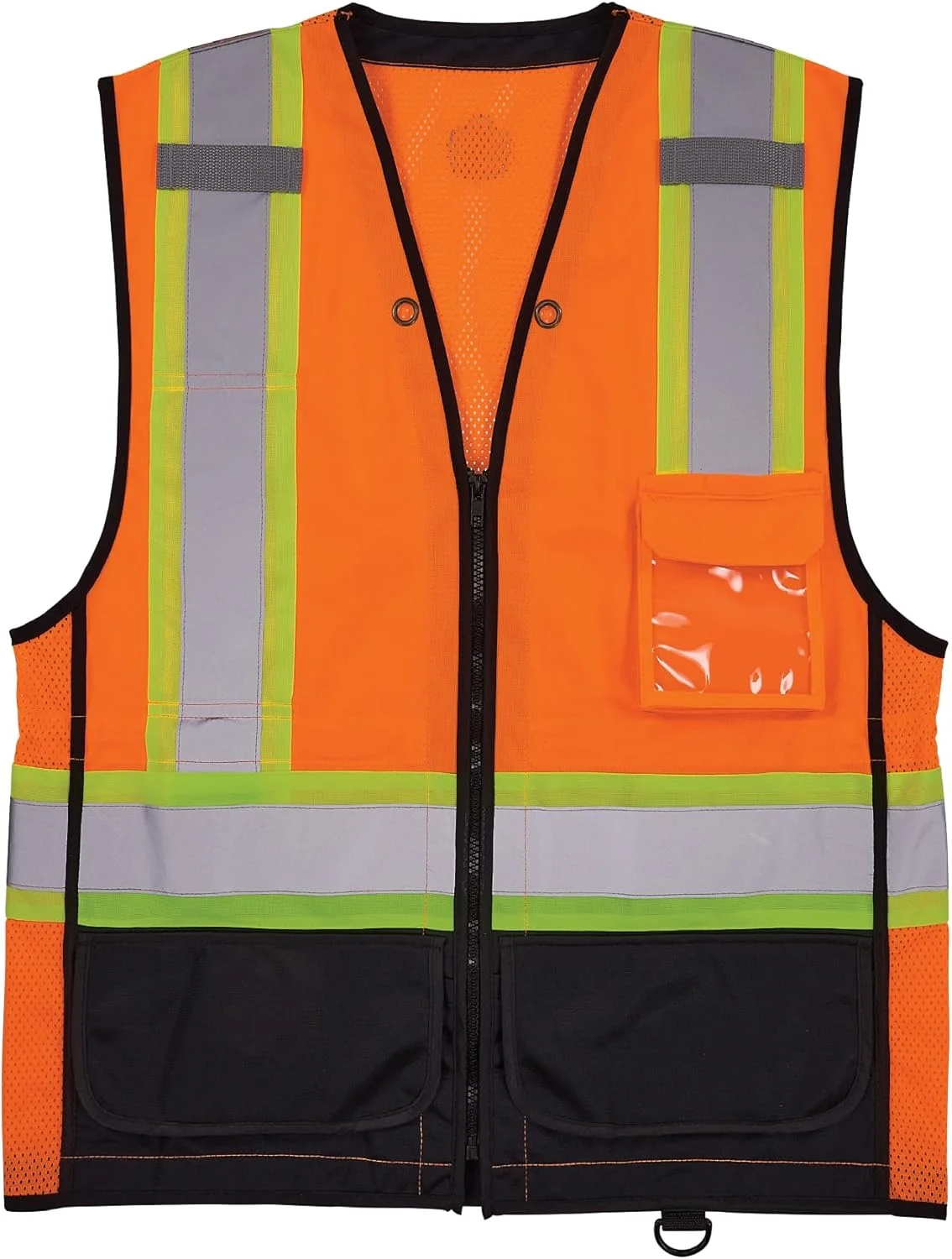 جلیقه ایمنی دو رنگ Glowear 8251hdz-bk، مناسب برای هر دو جنس - نوع R، کلاس 2، زیپ دار، قسمت پایین مشکی (تک عددی)