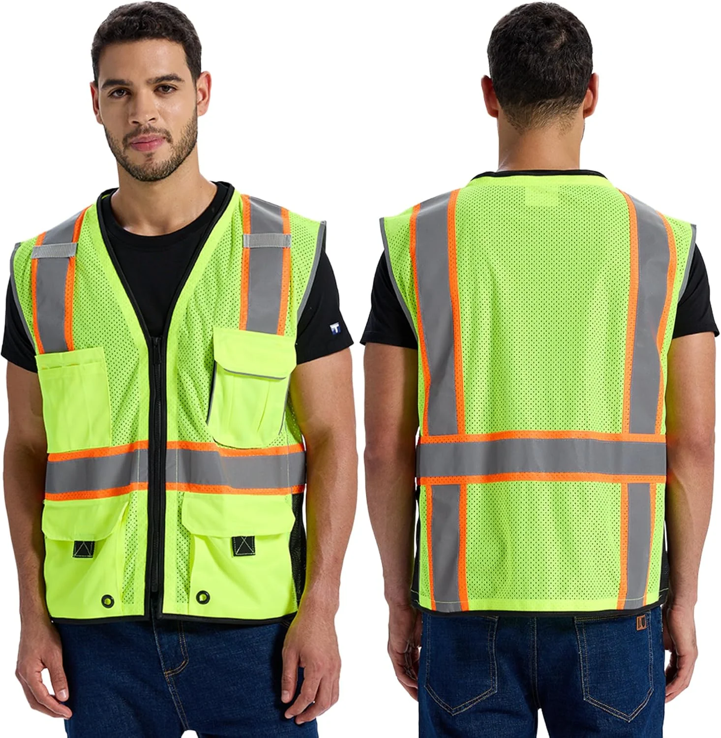 SRsafety High Visibility Vest, Security Vest with 9 Pockets,Mesh Safety Vest for Construction Workers Sanitation Workers