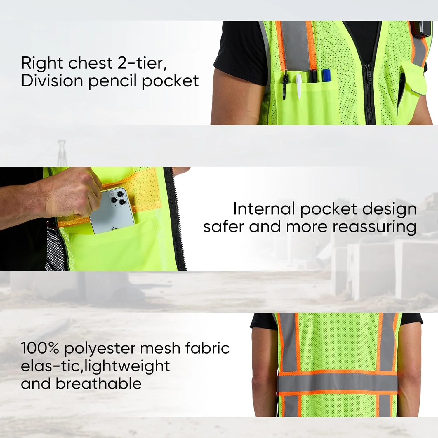 SRsafety High Visibility Vest, Security Vest with 9 Pockets,Mesh Safety Vest for Construction Workers Sanitation Workers SRsafety High Visibility Vest, Security Vest with 9 Pockets,Mesh Safety Vest for Construction Workers Sanitation Workers