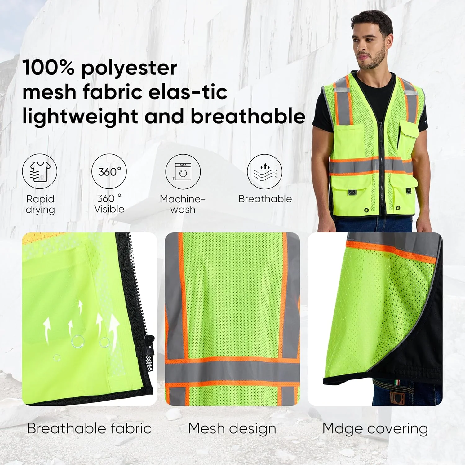 SRsafety High Visibility Vest, Security Vest with 9 Pockets,Mesh Safety Vest for Construction Workers Sanitation Workers SRsafety High Visibility Vest, Security Vest with 9 Pockets,Mesh Safety Vest for Construction Workers Sanitation Workers
