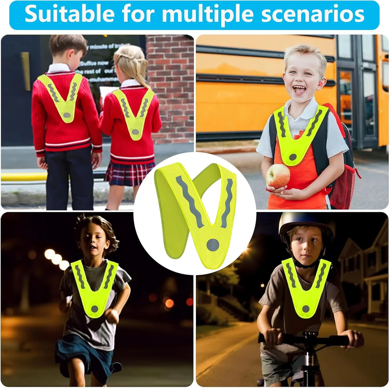 HAOBIN 1 Piece Children's Reflective Vest High Visibility Reflective Vest Safety Vest V Safety Vest for Children High Visibility for Sports, Running and Cycling, yellow, M HAOBIN 1 Piece Children's Reflective Vest High Visibility Reflective Vest Safety Vest V Safety Vest for Children High Visibility for Sports, Running and Cycling, yellow, M