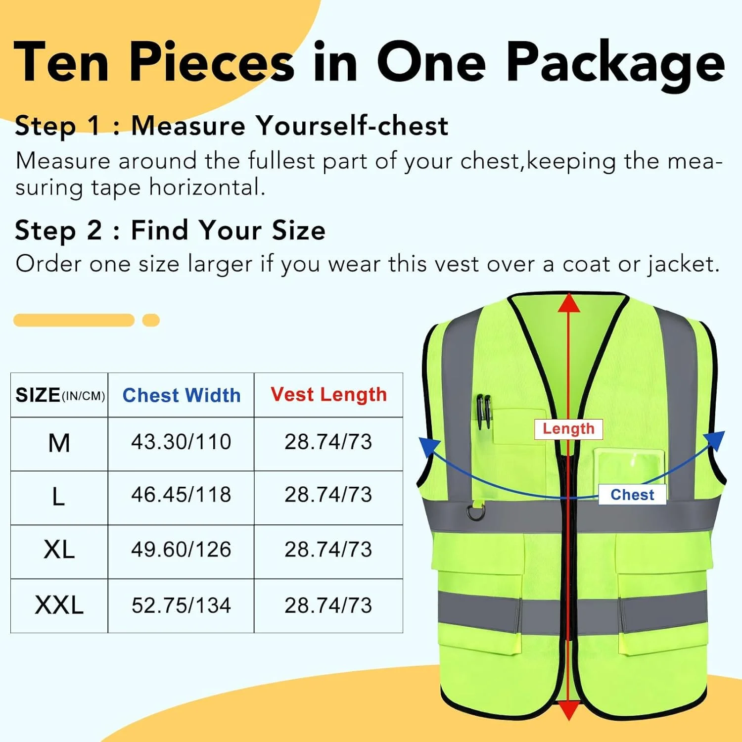 ایکس پی کر 10 عددی جلیقه ایمنی بازتابنده دید بالا با جیب، جلیقه کار زیپی با نوارهای بازتابنده سبز رنگ برای مردان و زنان (XX-بزرگ) ایکس پی کر 10 عددی جلیقه ایمنی بازتابنده دید بالا با جیب، جلیقه کار زیپی با نوارهای بازتابنده سبز رنگ برای مردان و زنان (XX-بزرگ)