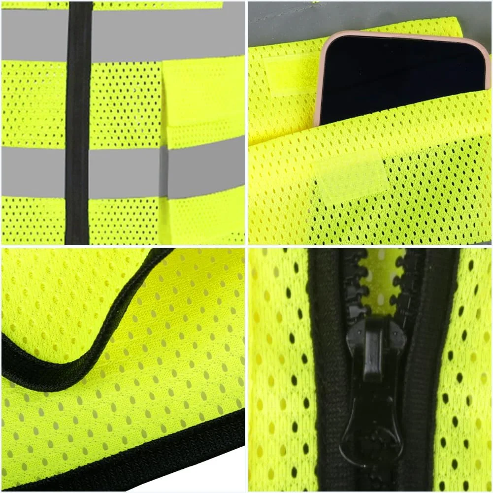 جلیقه ایمنی بازتابنده دید بالا HYCOPROT، ژاکت کار، لباس کار اجرایی زیپ دار، 2 نوار، جیب تلفن همراه امنیتی، جای کارت شناسایی جلیقه ایمنی بازتابنده دید بالا HYCOPROT، ژاکت کار، لباس کار اجرایی زیپ دار، 2 نوار، جیب تلفن همراه امنیتی، جای کارت شناسایی