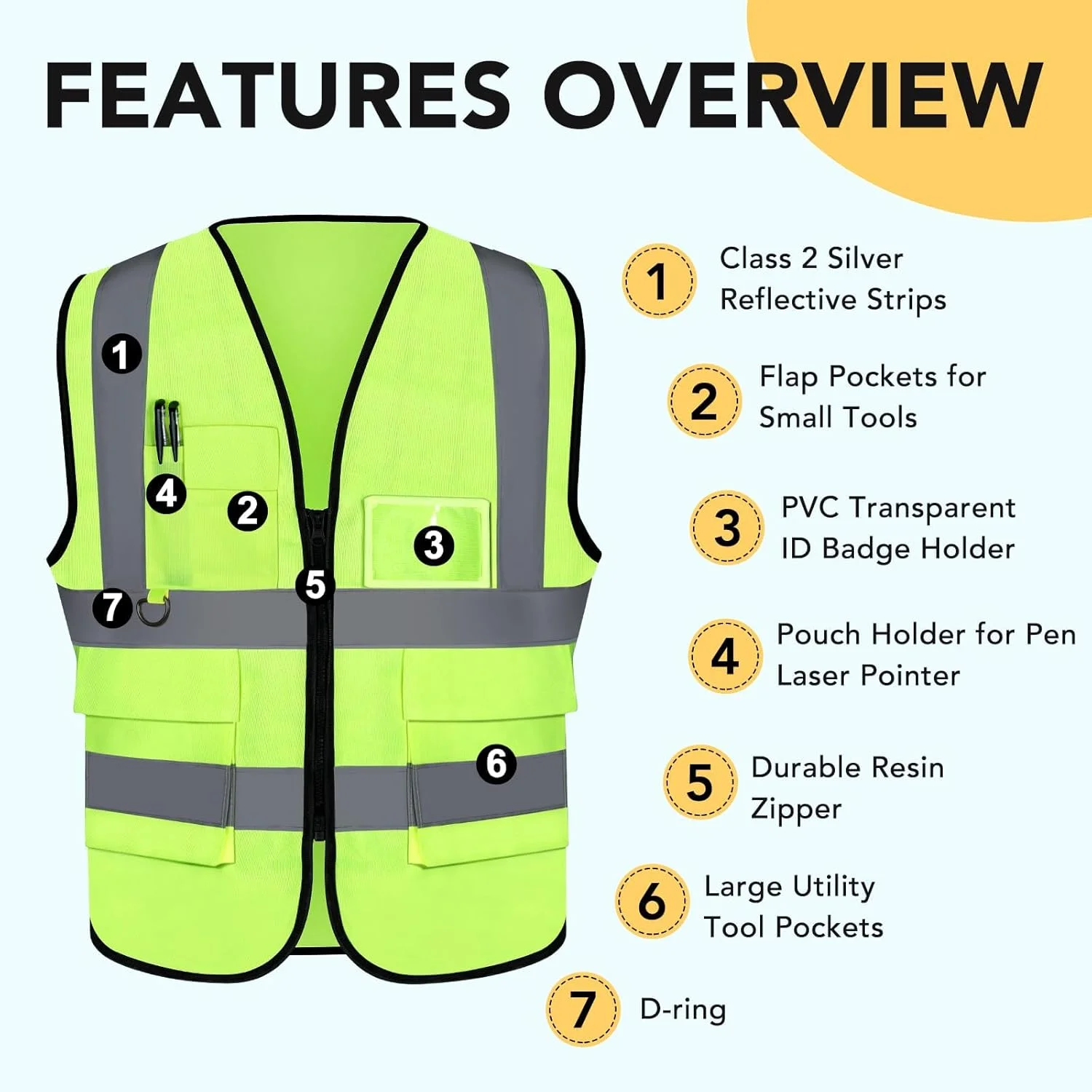 ایکس پی کر 10 عددی جلیقه ایمنی بازتابنده دید بالا با جیب، جلیقه کار زیپی با نوارهای بازتابنده سبز رنگ برای مردان و زنان (XX-بزرگ) ایکس پی کر 10 عددی جلیقه ایمنی بازتابنده دید بالا با جیب، جلیقه کار زیپی با نوارهای بازتابنده سبز رنگ برای مردان و زنان (XX-بزرگ)