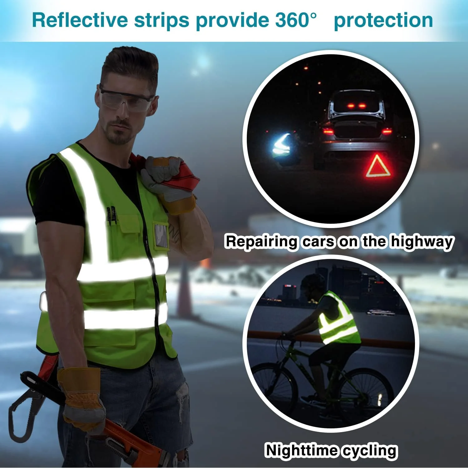 جلیقه ایمنی خنک کننده NJDGF با 6 بسته یخ، جلیقه بازتابنده با جیب، جلیقه دید بالا برای مردان و زنان