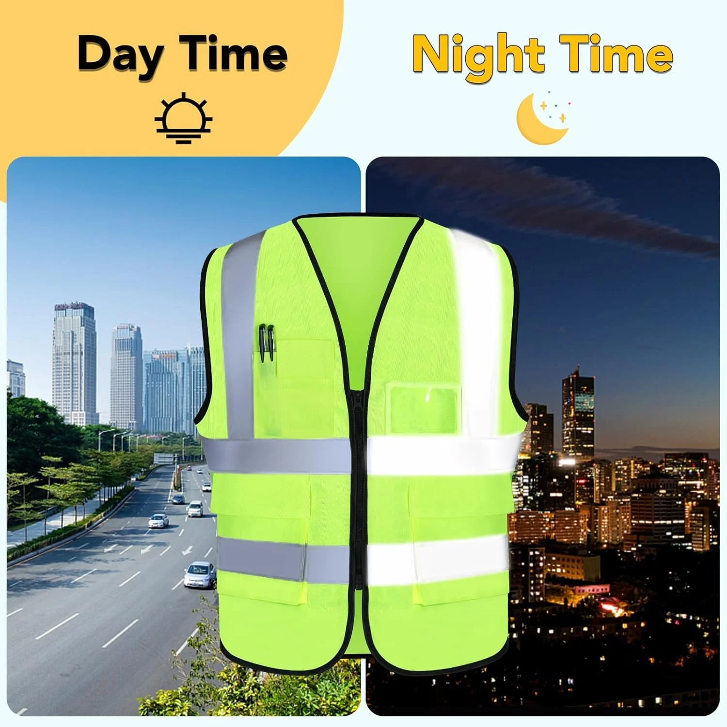 ایکس پی کر 10 عددی جلیقه ایمنی بازتابنده دید بالا با جیب، جلیقه کار زیپی با نوارهای بازتابنده سبز رنگ برای مردان و زنان (XX-بزرگ) ایکس پی کر 10 عددی جلیقه ایمنی بازتابنده دید بالا با جیب، جلیقه کار زیپی با نوارهای بازتابنده سبز رنگ برای مردان و زنان (XX-بزرگ)