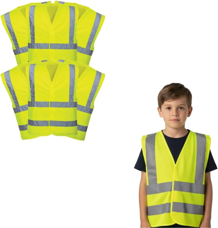 جلیقه ایمنی بازتابنده دید بالا برای کودکان، بسته 6 عددی - جلیقه نئون سبک و قابل تنظیم برای دوچرخه سواری، پیاده روی، دویدن، سفرهای مدرسه و فعالیت های خارج از منزل پسران و دختران