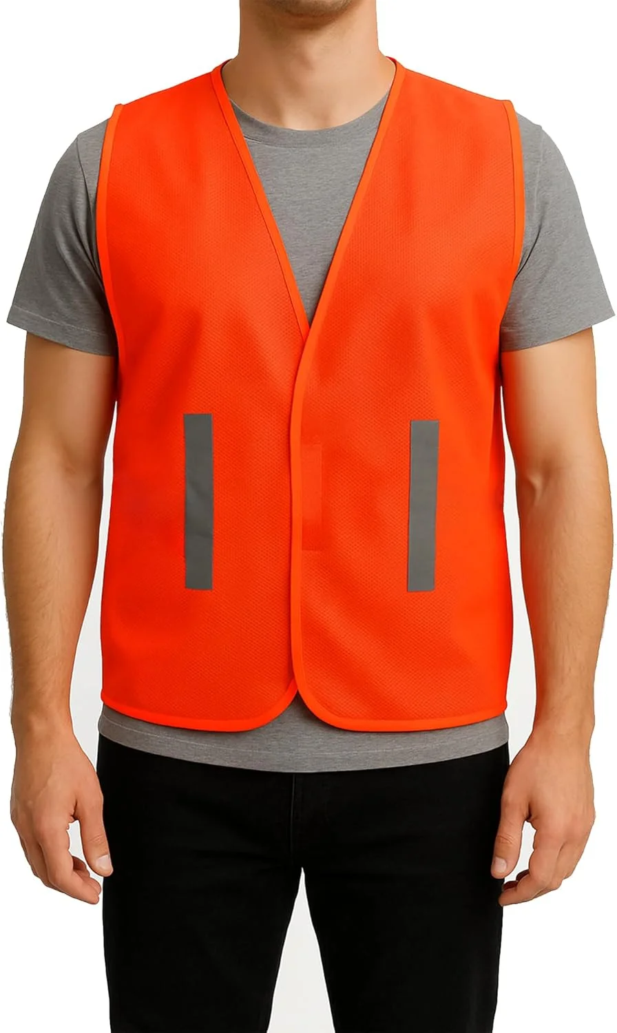جلیقه ایمنی سیلتاکس - جلیقه بازتابنده دید بالا برای آقایان و بانوان، طراحی توری سبک و قابل تنفس برای ساخت و ساز، دوچرخه سواری و ایمنی کنار جاده ای، سایز آزاد، نارنجی نئون
