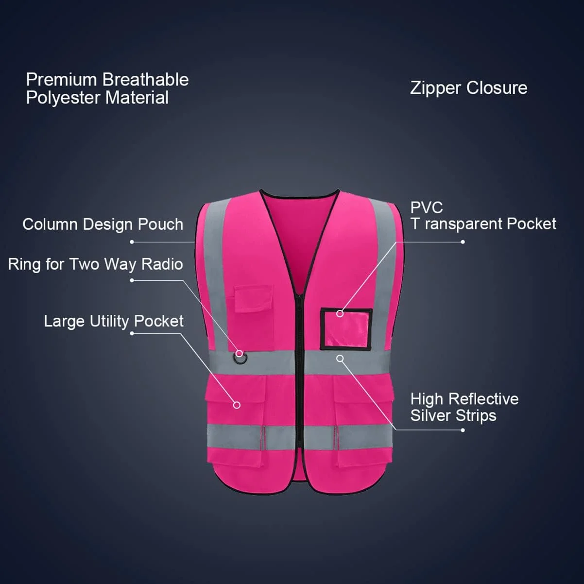 جلیقه ایمنی سفارشی با لوگو، جلیقه ایمنی دید بالا کلاس 2، جلیقه امنیتی بازتابنده دید بالا، سفارشی شده با زیپ و جیب جلیقه ایمنی سفارشی با لوگو، جلیقه ایمنی دید بالا کلاس 2، جلیقه امنیتی بازتابنده دید بالا، سفارشی شده با زیپ و جیب