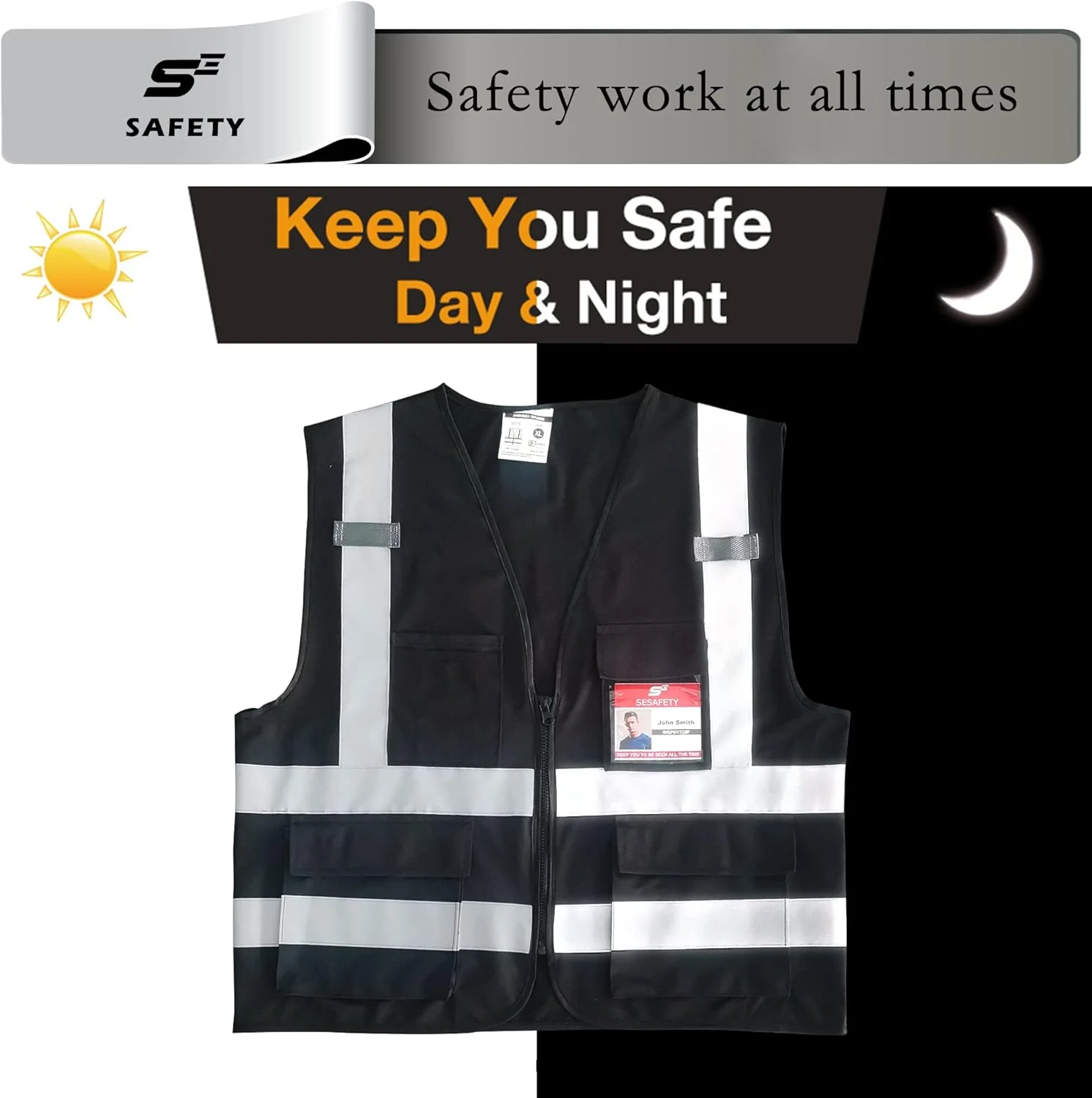 جلیقه ایمنی SESafety با 9 جیب، جلیقه بازتابنده دید بالا، جلیقه کار مردانه، ANSI/ISEA Class 2 Type R جلیقه ایمنی SESafety با 9 جیب، جلیقه بازتابنده دید بالا، جلیقه کار مردانه، ANSI/ISEA Class 2 Type R