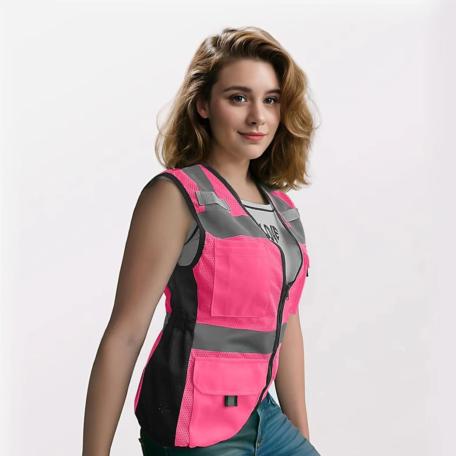 جلیقه ایمنی بازتابنده دید بالا 11 جیب Uno Mejor برای زنان، مطابق با استاندارد ANSI