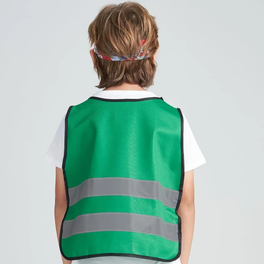 جلیقه ایمنی کودکان AYKRM - جلیقه ایمنی برای کودکان 6 تا 9 سال - سایز یونیورسال - جلیقه نور بازتابنده سبز رنگ برای دید بهتر در ترافیک جاده ای