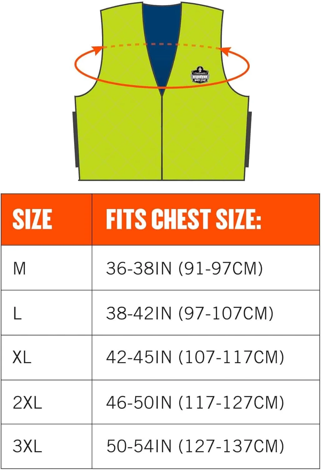 جلیقه خنک کننده ارگودین با پلیمرهای تعبیه شده، بست زیپی، لیمویی، سایز ایکس لارج