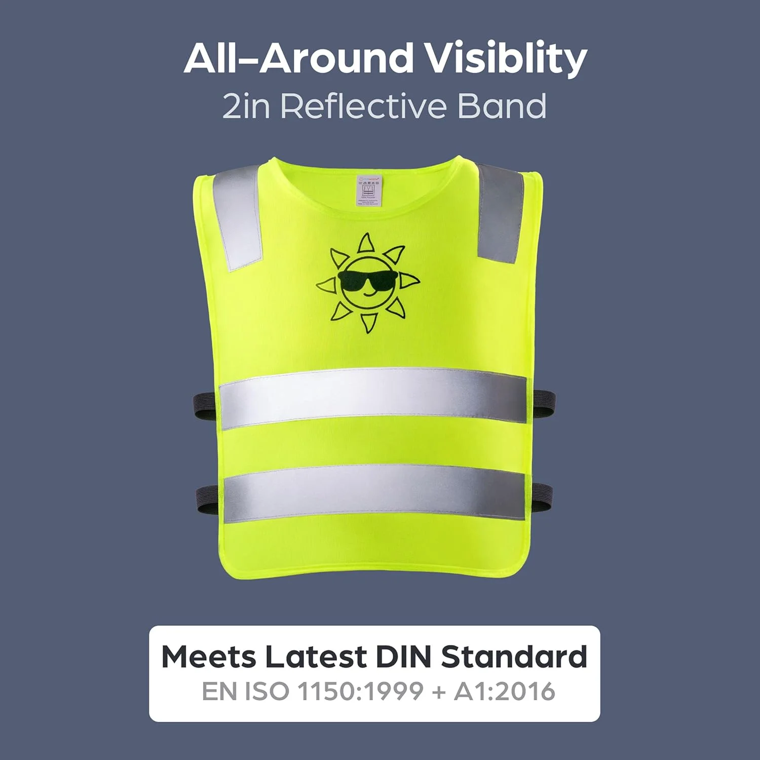 دو عدد جلیقه ایمنی کودکانه با دید بالا، زرد - تنفس پذیر - سایز جهانی، محافظت برای پسران و دختران