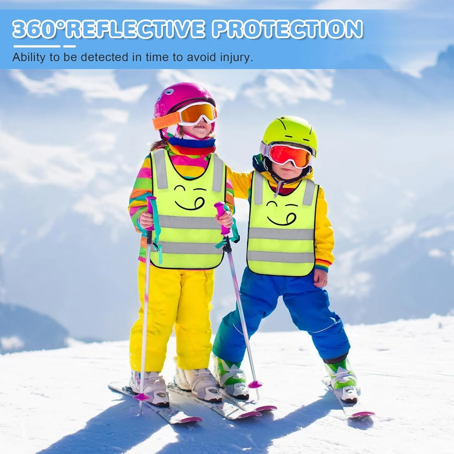 جلیقه دید بالا برای کودکان، جلیقه ایمنی بازتابنده، زرد نئون کودکان، زرد، مناسب برای ورزش، دویدن، دوچرخه سواری، مسیر مدرسه و ماشین (B) 2 عدد جلیقه دید بالا برای بچه ها