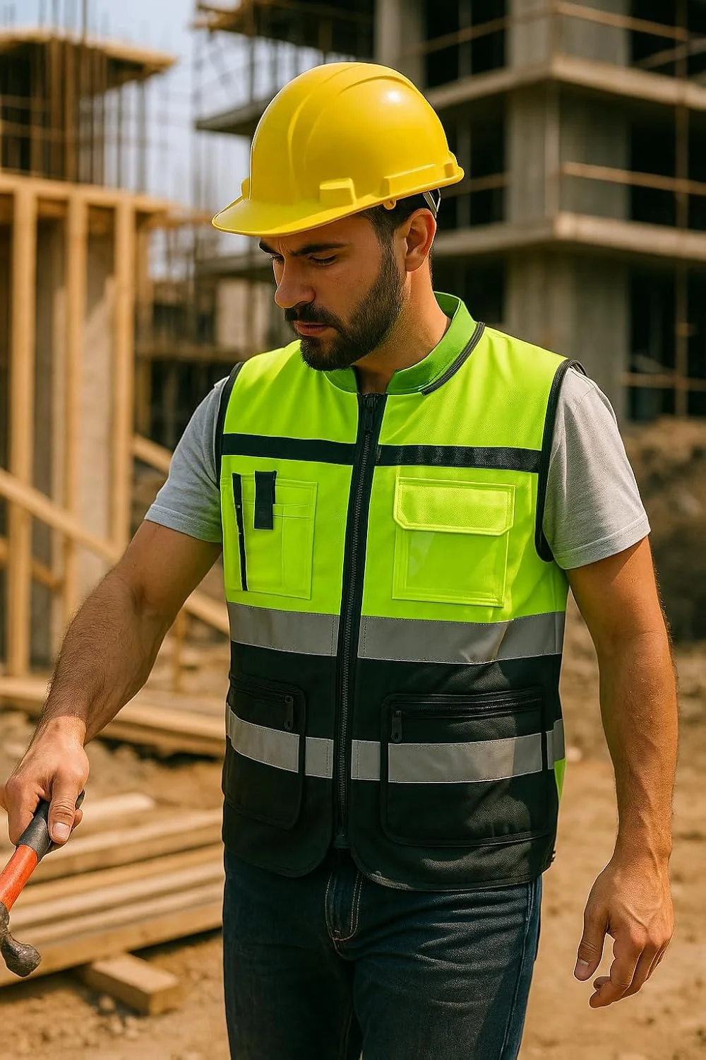 جلیقه دید بالا با جیب، جلیقه های دید بالا، جلیقه بازتابنده، جلیقه ایمنی دید بالا، تجهیزات حفاظت فردی دید بالا با جیب، مناسب برای ساخت و ساز، کنار جاده و استفاده در فضای باز