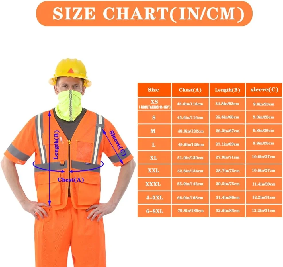 جلیقه ایمنی توری بازتابنده دید بالا، کلاس 3 ANSI، دارای جیب و زیپ