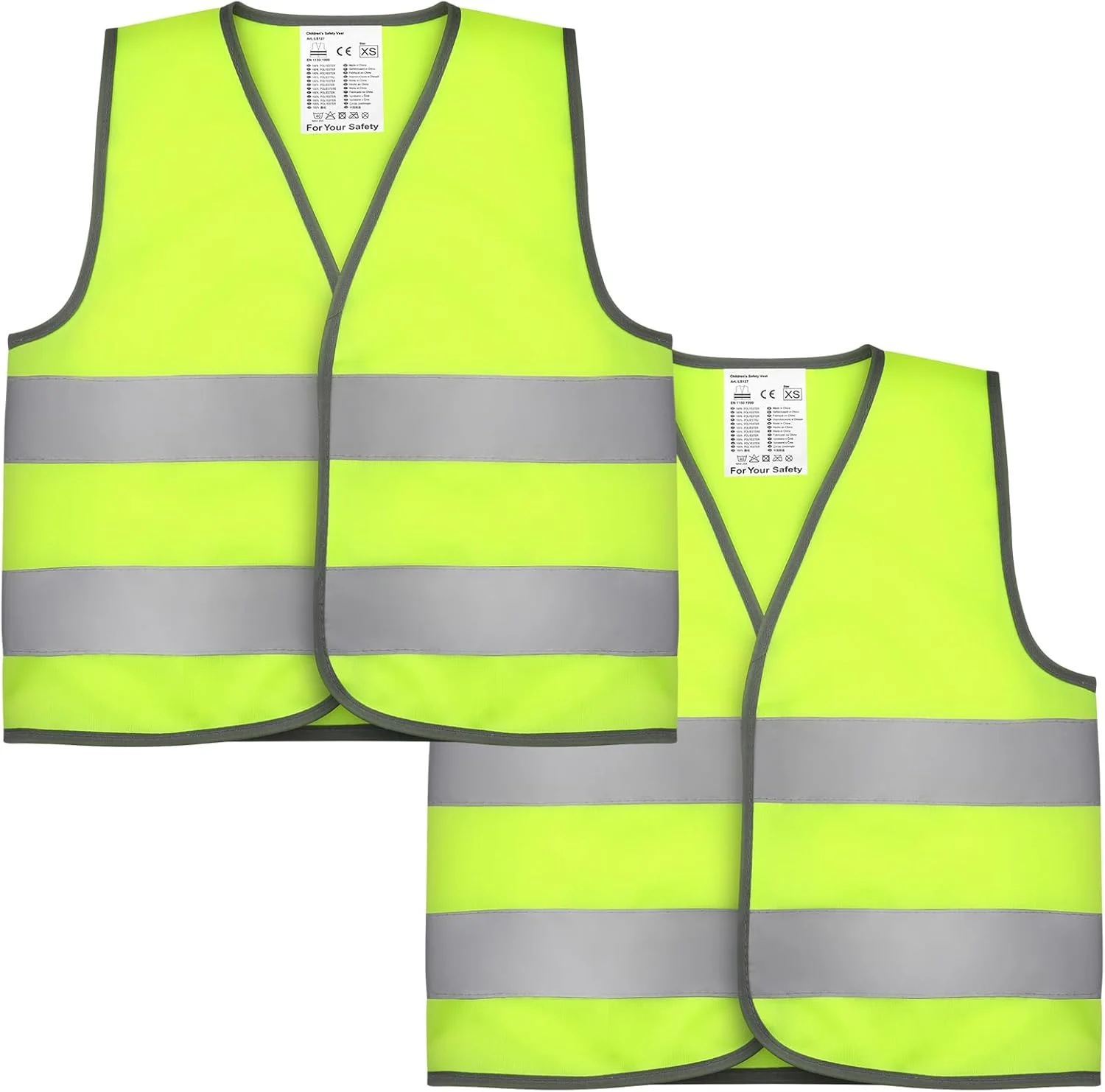 فیرتینک 2 عدد جلیقه دید بالا برای کودکان، جلیقه بازتابنده دید بالا کودکان، جلیقه های دید بالا، جلیقه های ایمنی دید بالا، ژاکت دید بالا با نوارهای بازتابنده برای کودکان در فضای باز