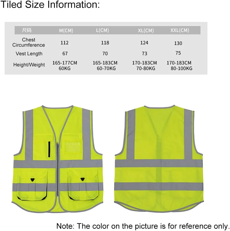 جلیقه ایمنی بازتابنده دید بالا Fawoonu، جلیقه بازتابنده چند جیب، لباس کار، لباس کار ایمنی، لباس کار روز و شب، جلیقه ایمنی هشدار دوچرخه سواری موتورسیکلت