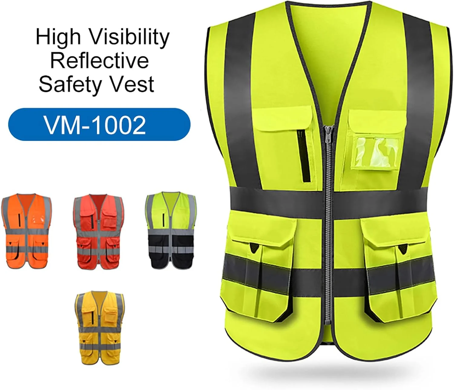 جلیقه ایمنی بازتابنده دید بالا Fawoonu، جلیقه بازتابنده چند جیب، لباس کار، لباس کار ایمنی، لباس کار روز و شب، جلیقه ایمنی هشدار دوچرخه سواری موتورسیکلت