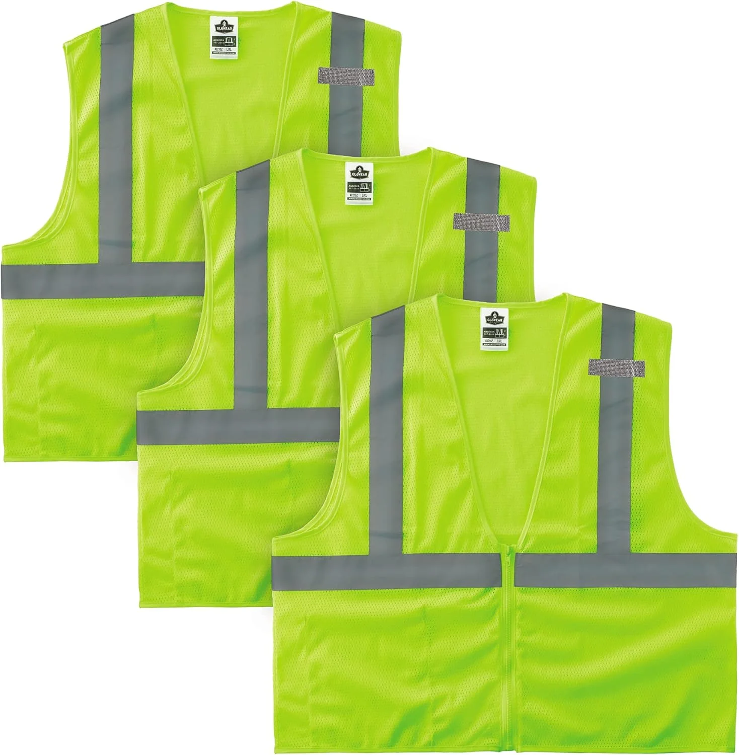 وست توری اقتصادی کلاس 2 Ergodyne Unisex، بسته 3 عددی، لیمویی، سایز 4X-بزرگ تا 5X-بزرگ