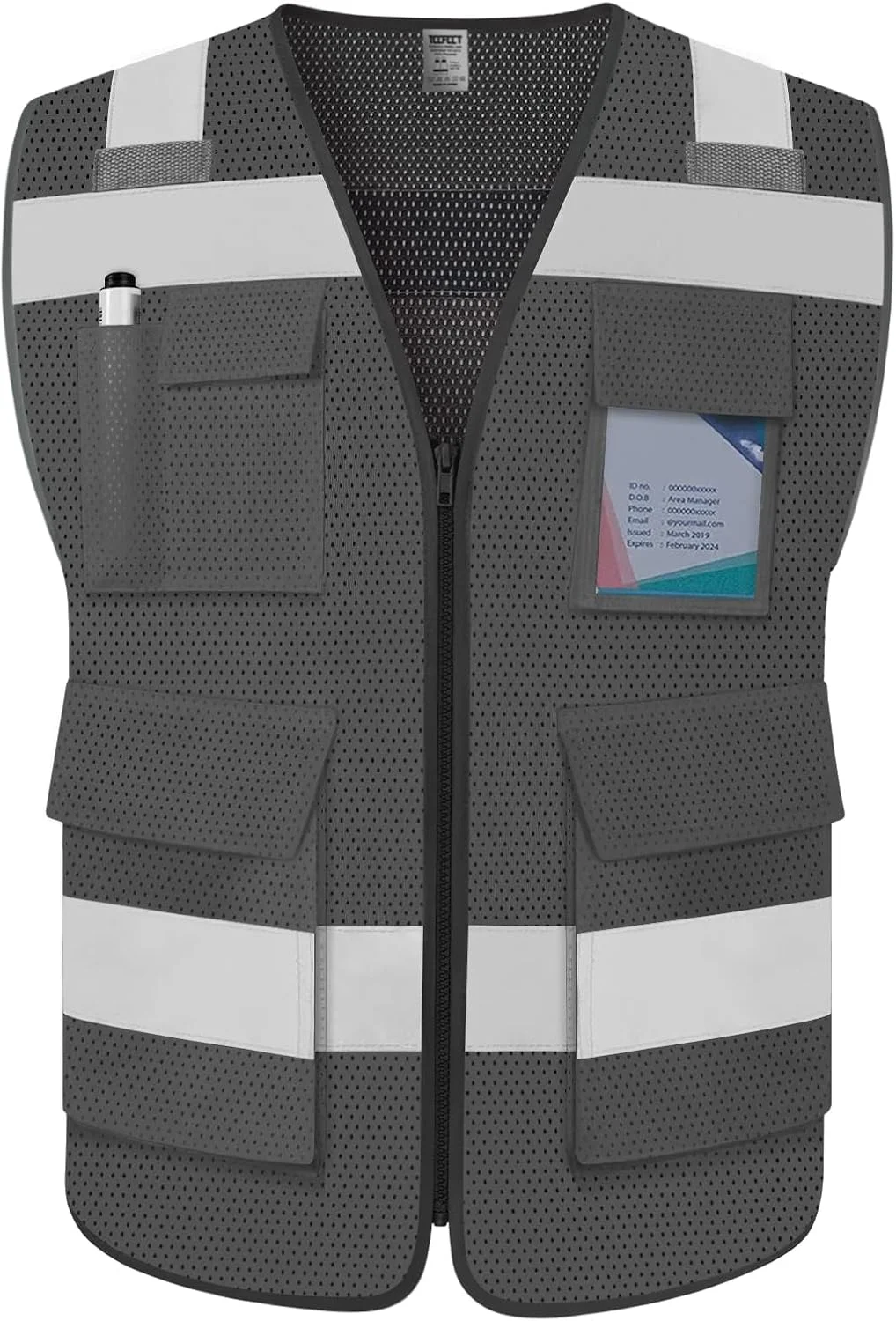 جلیقه ایمنی بازتابنده توری دید بالا TCCFCCT برای مردان و زنان با 2 جیب