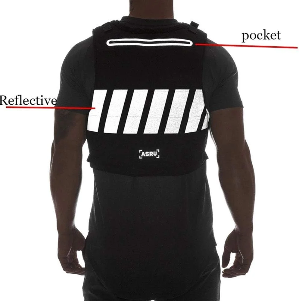 جلیقه تاکتیکی جدید مردانه KODH مناسب استایل خیابانی، کیف موبایل استایل هیپ هاپ، جلیقه کارگو با نوار بازتابنده و جیب (رنگ: سفید)