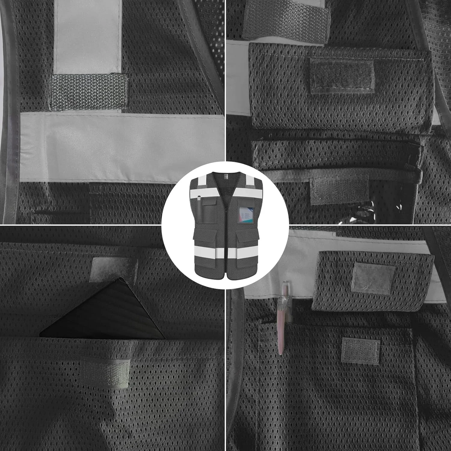 جلیقه ایمنی بازتابنده توری دید بالا TCCFCCT برای مردان و زنان با 2 جیب