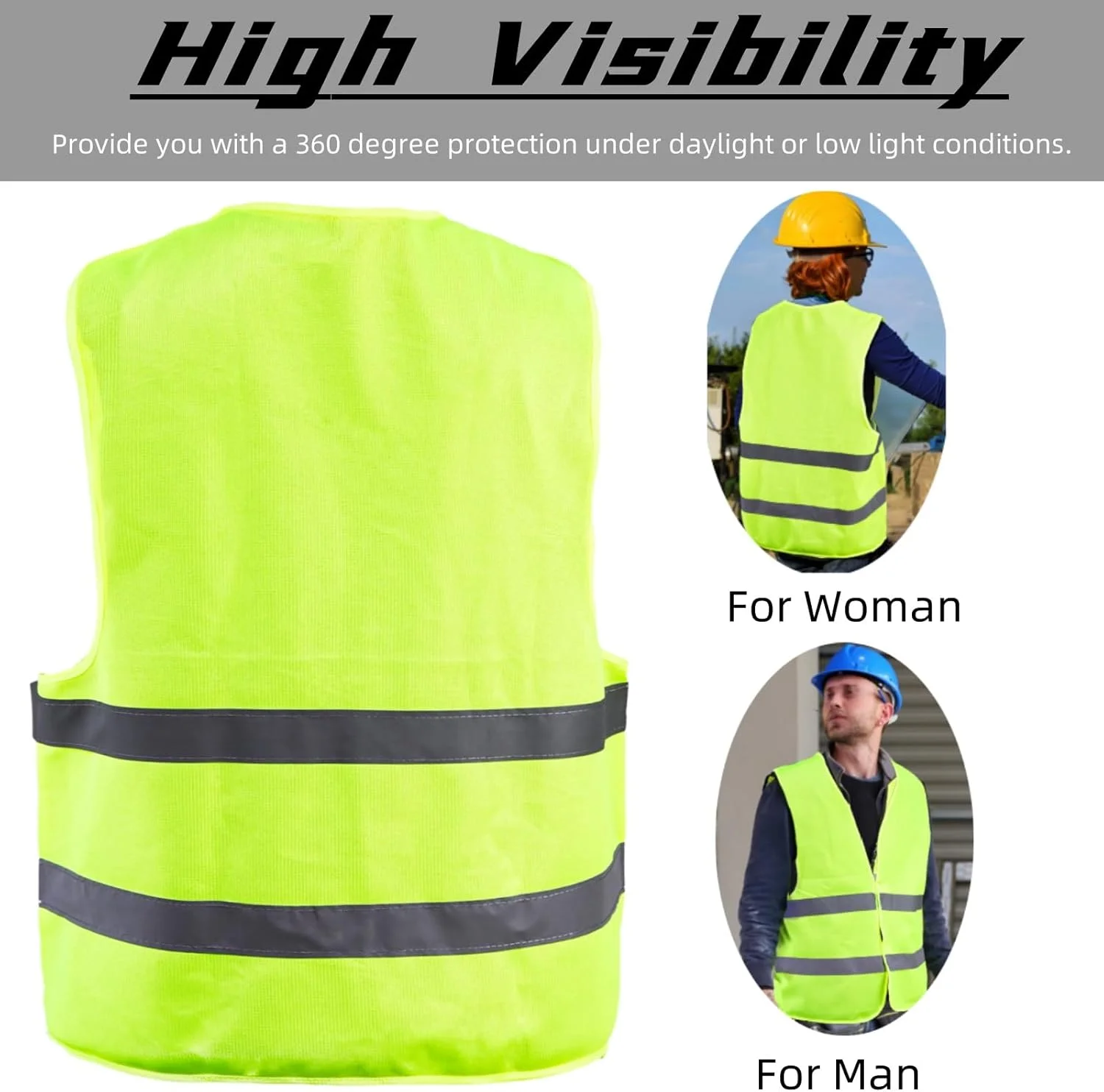 جلیقه ایمنی دید بالا Tlence بسته 12 عددی، جلیقه امنیتی توری با 2 نوار نقره ای بازتابنده، جلیقه کار ساختمانی عمده برای مردان و زنان کار در فضای باز دویدن دوچرخه سواری (سبز فلورسنت)